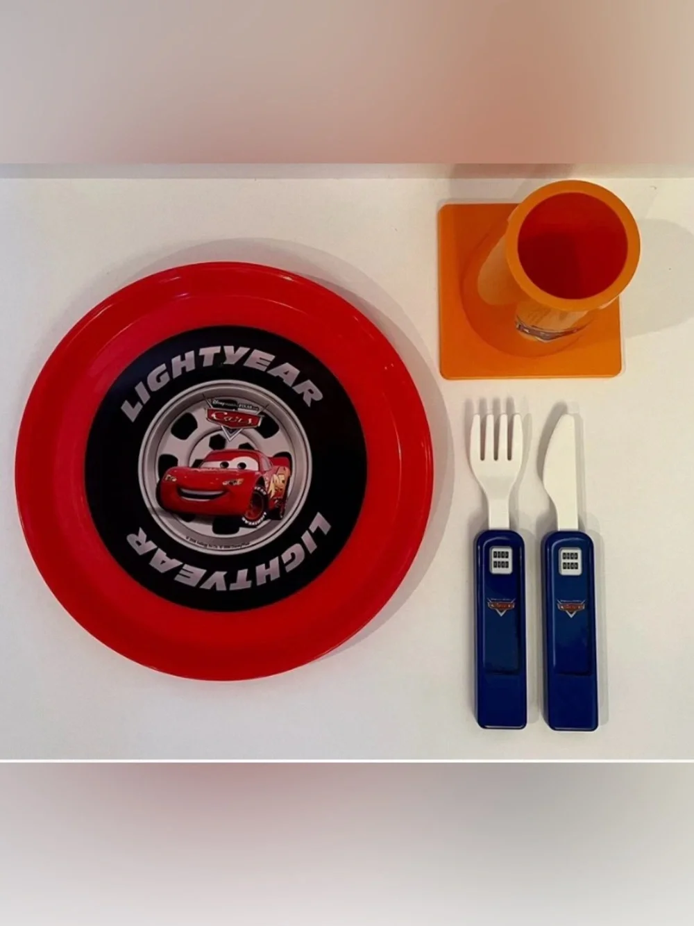 New 2006 Disney Pixar Cars Kellogg Dinner Set Mail In Offer Cup Knife Fork Plate